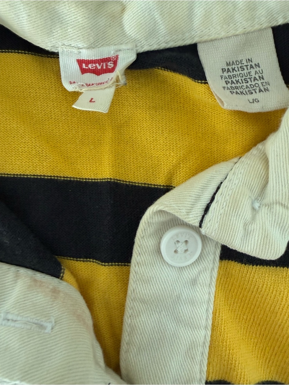 Levi's Cropped Yellow and Black Striped Long-Sleeve Rugby Top - Picture 3 of 6